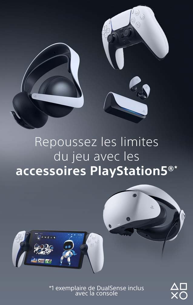 Sony, PlayStation VR2 PS5, Casque VR + Manette PS VR2 Sense, Casque de Réalité Virtuelle pour PS5, Compatible avec Console PlayStation 5, Couleur : Noir et Blanc