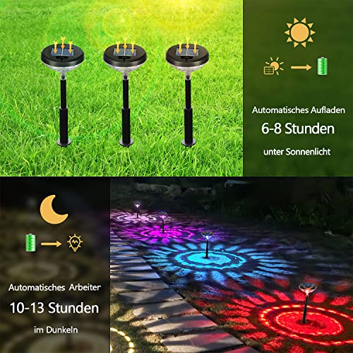 Becomlight Solarlampen für Außen Garten - 6 Stück RGB Farbwechsel & Warmweiße Solarleuchten Garten, IP67 Wasserdicht LED… – Bild 5