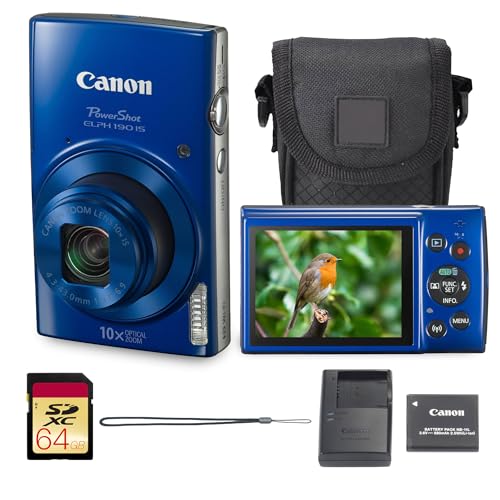 Canon PowerShot ELPH 190 �f�W�^���J�����o���h��(�u���[) �R���p�N�g�|�C���g&�V���[�g WiFi���w�Y�[���t�� | ���s�̋��L�����̎ʐ^�B�e�̂��߂̃|�[�^�u���f�U�C�� �P�[�X��64GB�J�[�h�t��
