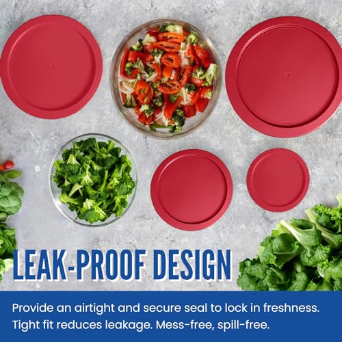 Replacement Lids for Pyrex Containers (2) 1-Cup (3) 2-Cup (2) 4-Cup (2) 7-Cup (Red)