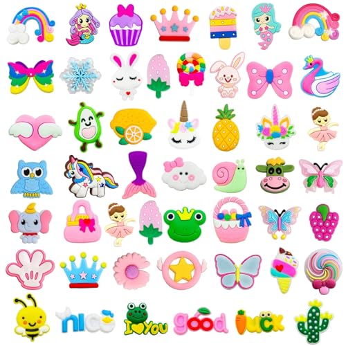 HTTDSLF 50 Piezas Adornos para Zapatos, Pins para Croc, Decoración Para Zapatos, Pins Decorativos, Shoe Charms, para Regalos de Niños Fiesta Cumpleaños, para Accesorios de Bricolaje Encantos
