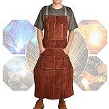 [HOCHWERTIGES LEDER]: Die Oberfläche des vollständig öffnenden und schließenden Leders aus Rindsleder (hergestellt aus ausgewähltem hochwertigem Rindsleder mit einer Dicke von mehr als 2,0 mm) weist eine langfristige Haltbarkeit, Wärmebeständigkeit und Feuerbeständigkeit auf. Rindsleder hat eine ausgezeichnete Flexibilität, Abriebfestigkeit, Wärmeisolierung und schützt Sie vor Funken und Schlacke.