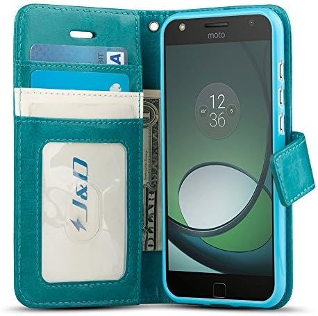 J&D Case Compatible for Moto Z Play Droid Case, Wallet Stand Slim Fit Heavy Duty Protective Shockproof Flip Wallet Case for Motorola Moto Z Play Droid Wallet, Not for Moto Z2 Play/Z3 Play Aqua