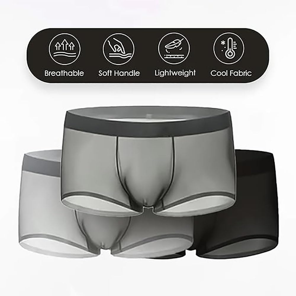 Generico Niksy Underwear, Boxer Trasparenti UltraSottili da Uomo Niksy in Seta ghiacciata, Traspiranti, freschi