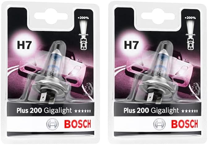 Bosch H7 Plus 200 Gigalight Lampe - 12 V 55 W PX26d - 1 Stück (Packung mit 2)