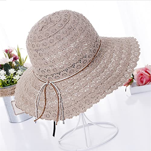 Chapeau de plage pliable en coton respirant et grand bord anti-UV