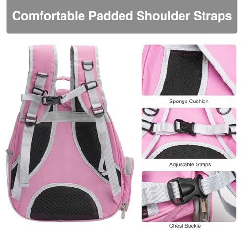 Vivicreate Large Cat Backpack Carrier for Travel and Hiking Transparent Pet Bubble Backpack for Cats up to 20lbs with Ventilation and Padded Straps Mochila para Gatos transportadora mascotas (Pink) - Image 3