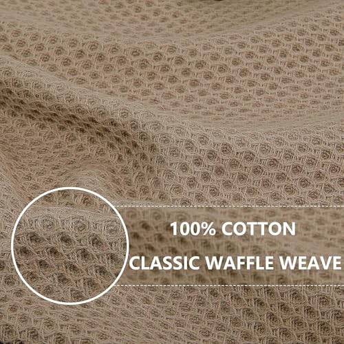Image of Homaxy 100% Cotton Waffle Weave Kitchen Dish Towels, Ultra Soft Absorbent Quick Drying Cleaning Towel, 13 x 28 Inches, 24-Pack, Tan