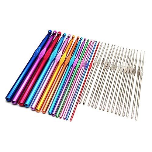 ReaLink 29 pcs Crochets en Aluminium Tricot Outils Multicolore 0.6-10mm Crochets Aiguilles à Tricoter Craft - Débutants et Professionnels Cover