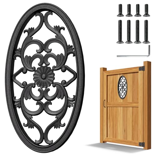 WOWACE Decorative Inserts for Fence Gates, Aluminum Alloy Ornamental Panels Outdoor Home Garden Decor, Oval, 21.2"x11.6"