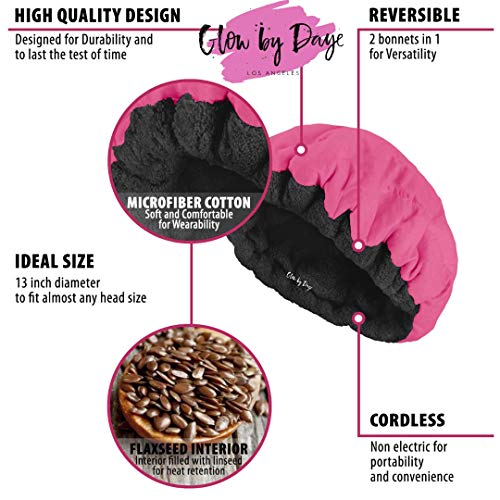 Deep Conditioning Thermal Heat Cap- Cordless, Microwavable Heat Cap for Steaming, Heat Therapy for Hair, Portable, Reversible by Glow by Daye (Pink/Black) - Thumbnail 7