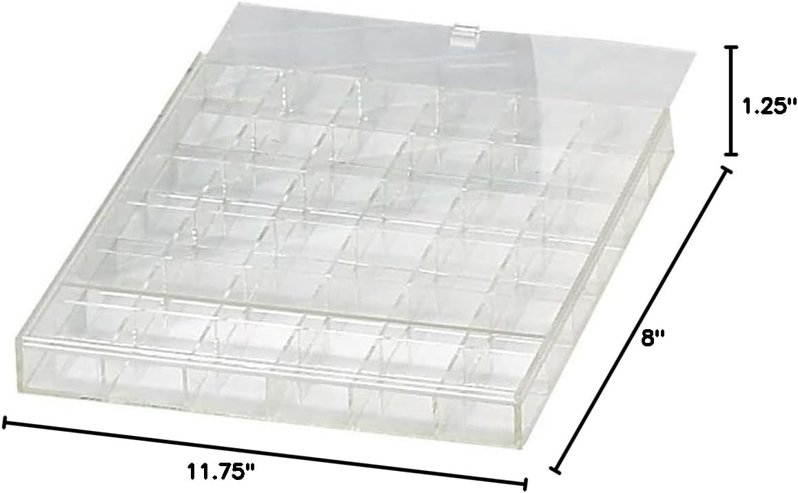 BIN BUDDY Crafter's 36 Compartment Box | 11.75" (29.8 cm) x 8" (20.3 cm) x 1.25" (3.2 cm) | 36 Uniform Compartments | Clear Acrylic | Sliding Lid | Ideal for Scrapbooking & Crafts
