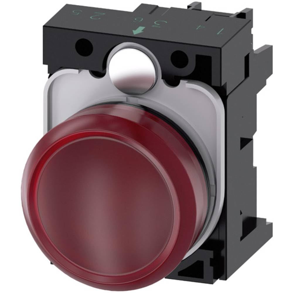Lámpara Siemens Sirius ATC con lente lisa roja y módulo led para terminal de tornillo