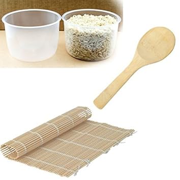 2 pack Rice Measuring Cup Clear Bright Kitchen Brand Cooker Replacement Cup (2 Rice Cups + Sushi Mat + Ri