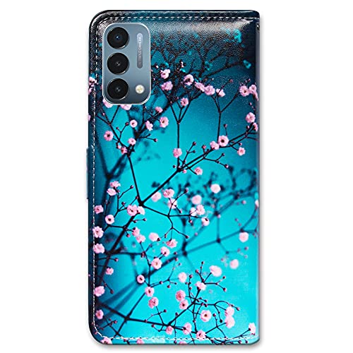 Image of Bcov Case for OnePlus Nord N200 5G, Plum Blossom Flower Leather Flip Phone Case Wallet Cover with Card Slot Holder Kickstand for OnePlus Nord N200 5G