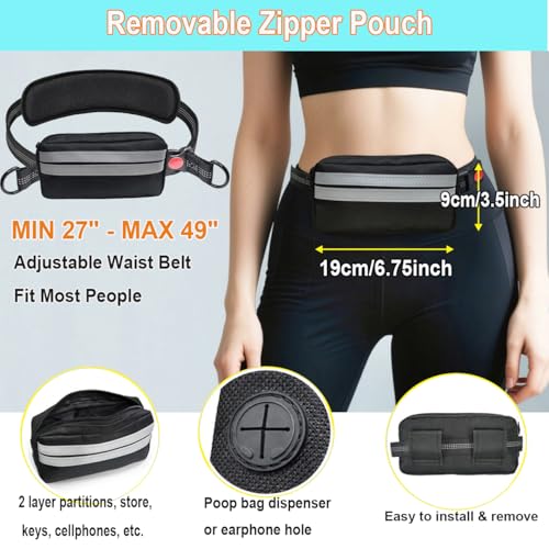 Fiyade Joggingleine Hunde, Freihändige Hundeleine, Laufhundeleine mit Hüftgurt, Abnehmbare Hüfttasche, Bungee-Laufleine Hundeleinen für Mittelgroße Große Hunde bis zu 50 kg