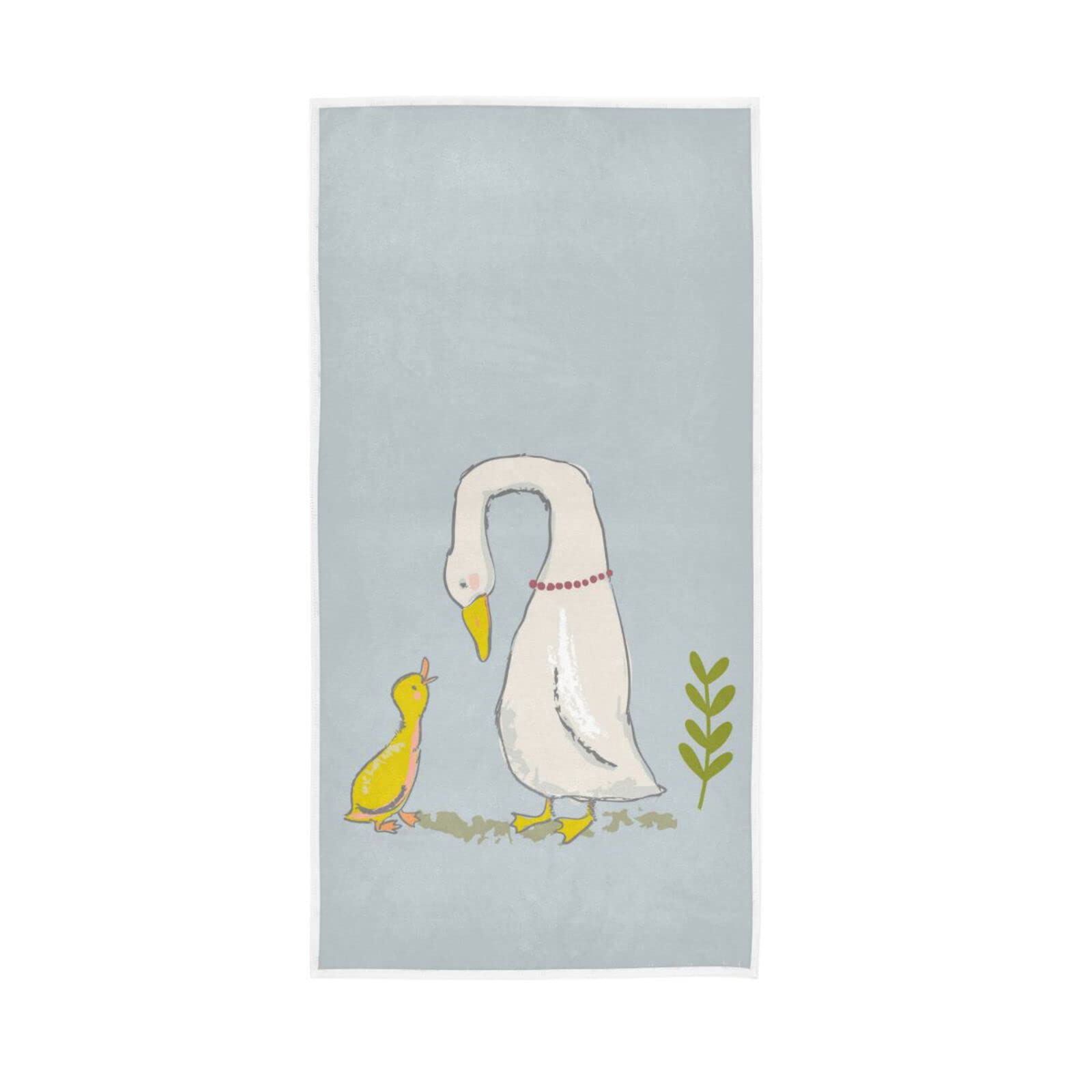 LSRCPD Cute Cartoon Farm Birds Goose Duck Bathroom Towel, 15 x 30 Inches Spa Facial Towels, Decorative Towels for Bathroom Face Towel for Drying Face