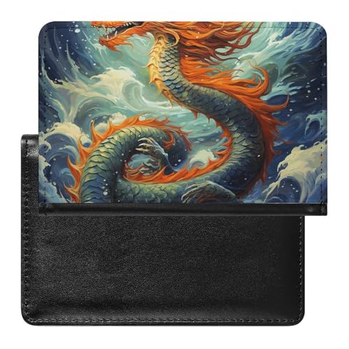 Porte-passeport dragon chinois en peinture à l'huile étanche pour voyage