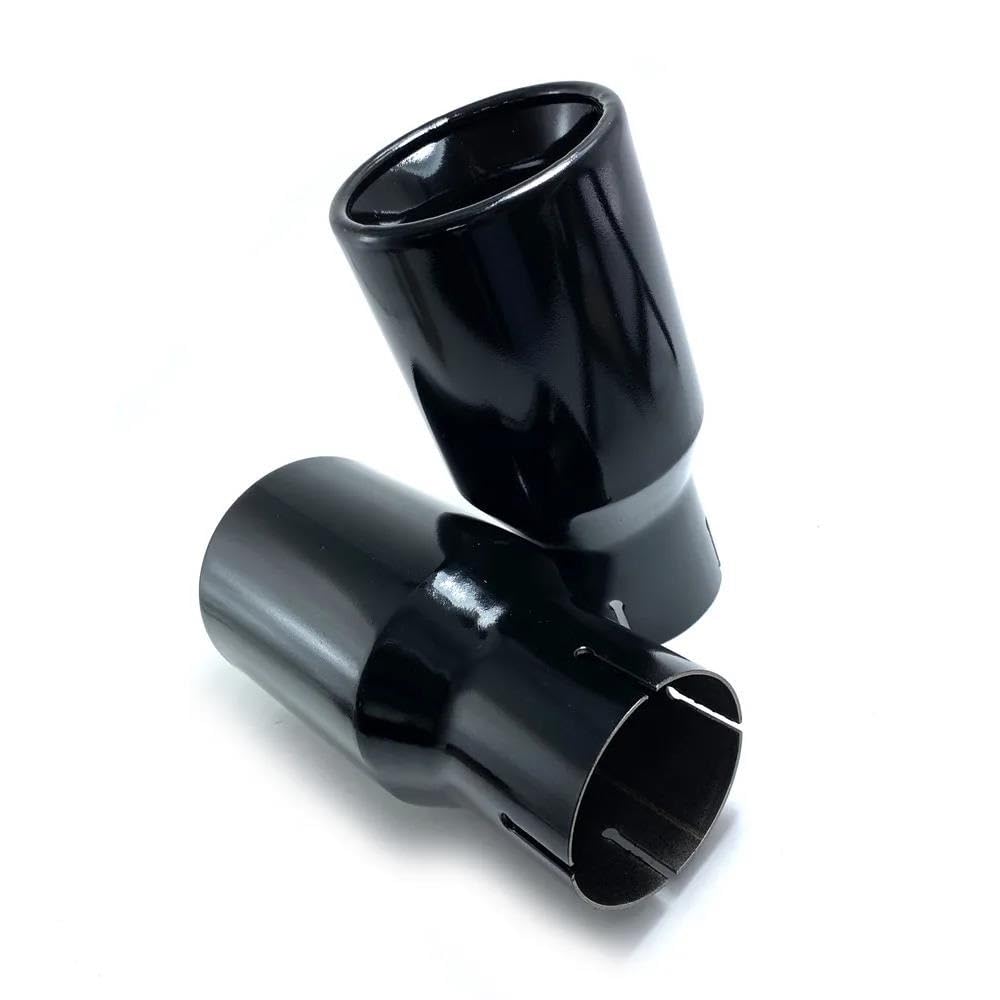 Terminale di Scarico Universale 2.5 "Aspirazione Punta Scarico Tubo Coda Silenziatore Ugello In Acciaio Inox Smussato Vernice Cottura Completa Nero Posteriore Coda Gola(63MM IN-76MM OUT)