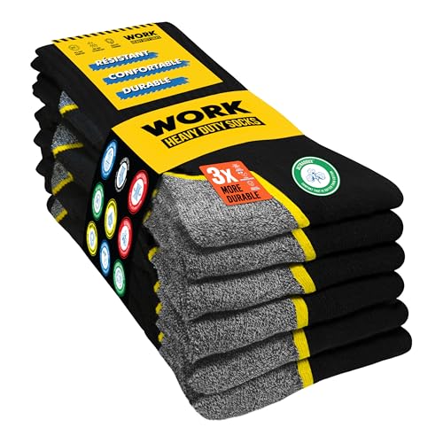 WORK Socks for Men Crew Length Black Socks 10 Pairs