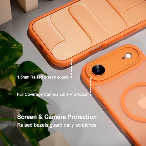 Misea Magnetic for iPhone 17 Air Case Compatible with MagSafe [Military Grade Drop Protection] Full Camera Lens Protector Translucent Matte Phone Case for Women Girls 6.5 inch, Orange - image 6