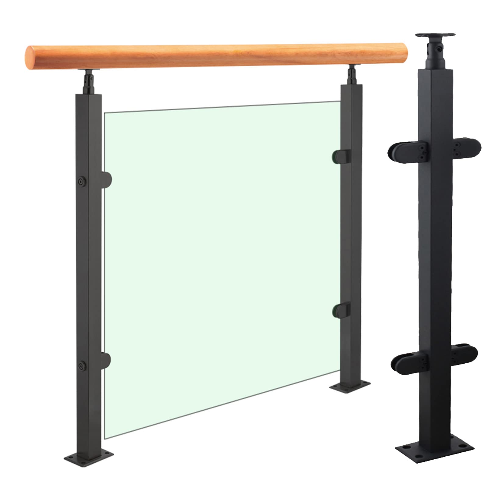 Poteau Garde-Corps Verre Noir Inox 304 Solide pour Terrasse
