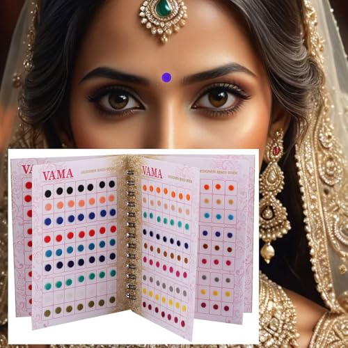VAMA Plain Round Small Bind Book Forehead Sticker Indian Booklet for Women (Mini Bindis Booklet - 504 Bindis) Small (4Mm to 6Mm) Multicolor