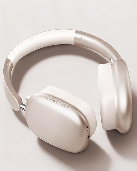 Wentronic Y01 Noise Cancelling Headphones, Wireless Over-Ear Headphones, Bluetooth 5.3, Hi-Res Sound, 48H Playback, Foldable with Microphone for iOS/Android/PC - Starlight - 2