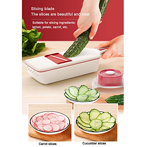 Cortadora manual para vegetales con 5 cuchillas y contenedor rojo miniatura 7