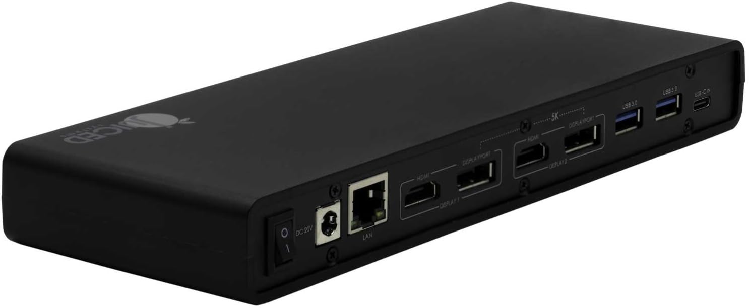Juiced Systems BossDOCK USB-C Ultra 5K Universal Docking Station - 6 USB 3.0 Ports - Dual 4K Monitor Support - 5K Resolution - Gigabit Ethernet - Audio Input - USB-C and USB-A Supported