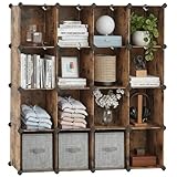 SONGMICS Schuhregal, Regalsystem, Steckregal, Set aus 16 Würfeln, DIY Regal, stapelbar, aus...