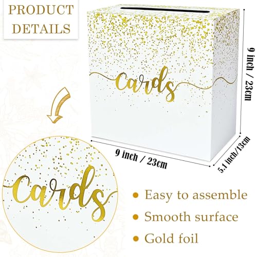 Image of Gold Card Box for Party Gift Card Box Holder Envelope Box for Wedding Birthday Baby Shower Retirement Gold Foil Card Box