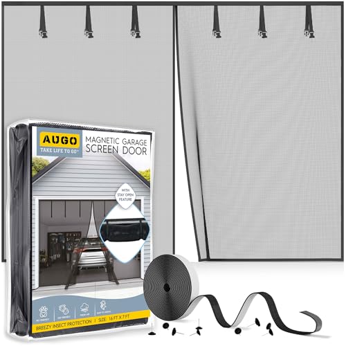 AUGO Garage Door Screen, 2 Car 16x7FT, Fiberglass...