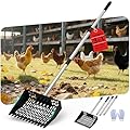Chicken Poop Scooper for Sand,Coop Scoop 3 IN 1 Rake Function?Fine Sieve Holes??Adjustable Stainless handle 24 to 68"?Metal Cat Litter Scoop, No Hole Shovel Side Scooper Chicken Poop Scooper for Sand
