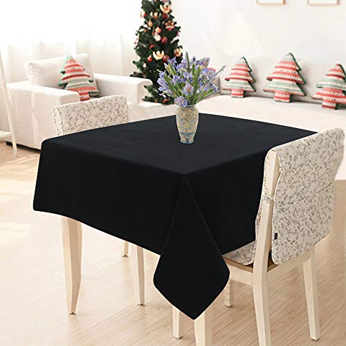 Image of AIRWILL 100% Cotton Solid Pattern 2 Seater Square Table Cover Sized, 36x36 inches (Black, Pack of 1)