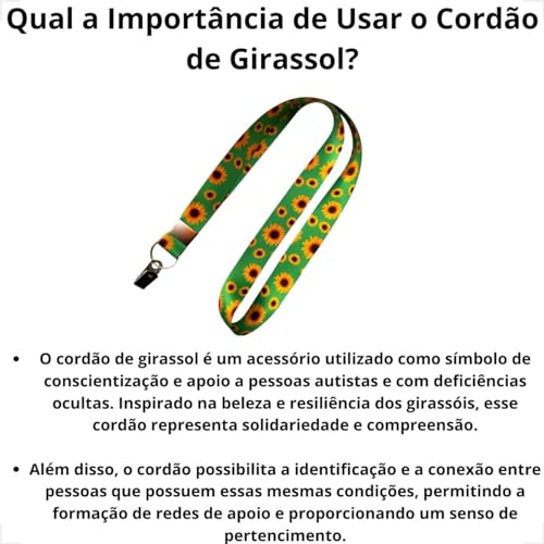 Cordão Girassol de Identificação de Deficiências Ocultas, Surdez, Sindrome de Down, TEA e Autismo co