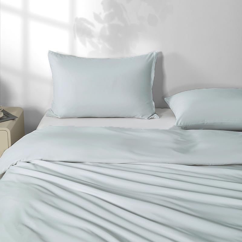 Image of 2 Pack Microfiber King Zipper Pillowcases, Soft Comfortable Not Shrink Light Blue Pillow Case, Breathable Pillow Cases Set of 2 (20x36 Inches)