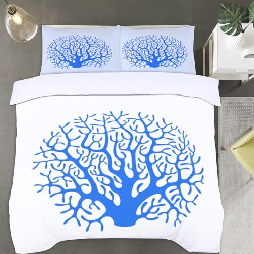 Funda Nordica Cama 105 Coralina 3D Fundas Nordicas Dibujos Animados 3pcs Ropa de Cama Microfibra Suave Funda Nordica 200x200 y 2 Funda de Almohada 50x80 cm