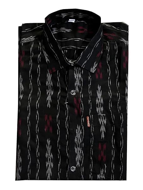 Image of Odisha Handloom 100% Pure Cotton Sambalpuri pasapali Half Shirt fabric for Men /Boys Odisha Traditional Shirt Tie-Dye Craft, Soft & Breathable Weave Cotton Material