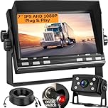 Backup Camera for Trucks,Vehicle Rear View Camera Kit,IP69K Waterproof IR Night Vision with AHD 1080P 7’’ Monitor & 4 Pin Cable,Reserve Camera for Trucks/Car/RV/Trailer/Camper/Van(12-24V)