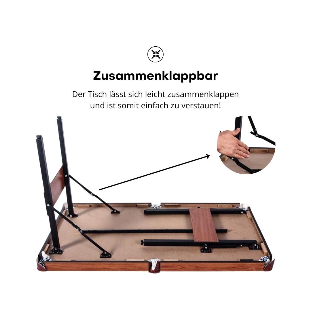 Pegasi Billardtisch 5ft Foldy - Billardtisch 5ft - Tischbillard - Zusammenklappbar - Pool Table für Erwachsene - Indoor - Premium Qualität - Holz - Grün