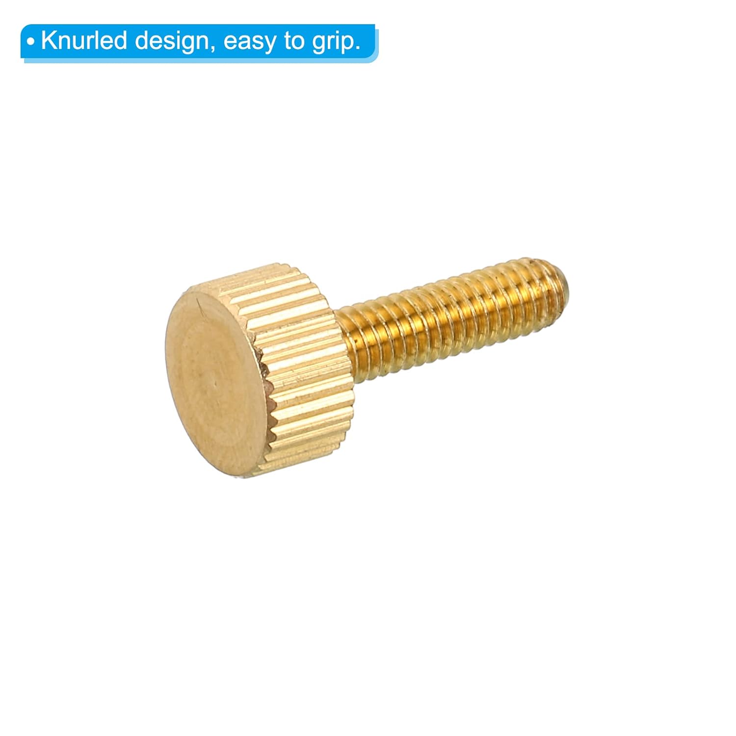 M4x15mm Knurled Thumb Screws, 5 Pack Flat Tip Brass Bolts Grip Knobs Fasteners with Straight Shoulders for Lighting Furniture Electronic Mechanical