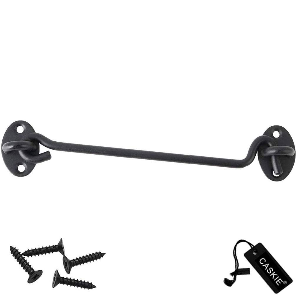 Caskie B. Black 1Pcs Cabin Hook Stainless Steel Latch And Eye Privacy Hooks Door Stay With Screws Lock For Gate Shutters Window Slide Barn Shed Patio Door - Matte Black