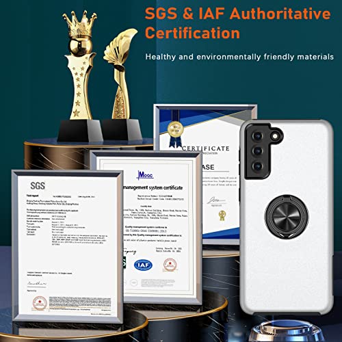 Funda para Samsung S22 con anillo metálico diseño sofisticado protección premium plata 7