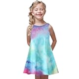 EnJoCho Girls Casual Dress,Kids Summer Sleeveless Printing Party Dress 4-9 Years Toddler Girls Summer Princess Dress (Light blue-03#wer, 7-8 Years)