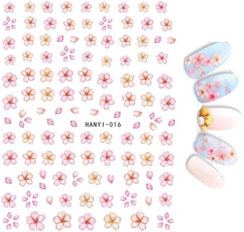 Nail Art RoyalBlue White Florals Watercolor Flowers Leafs Back Glue Nail Stickers,Han016