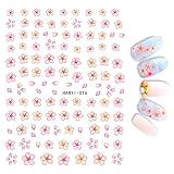 Nail Art RoyalBlue White Florals Watercolor Flowers Leafs Back Glue Nail Stickers,Han016