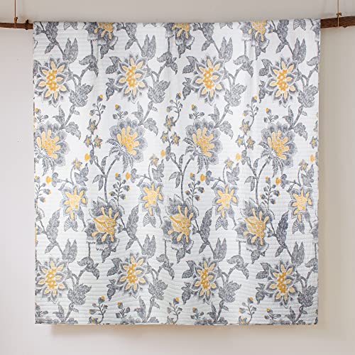 Levtex Home - Reverie Quilt Set - King/Cal King Quilt (106x92in.) + Two King Pillow Shams (36x20in.) - Floral - Yellow, Grey, and White - Reversible - Cotton Fabric