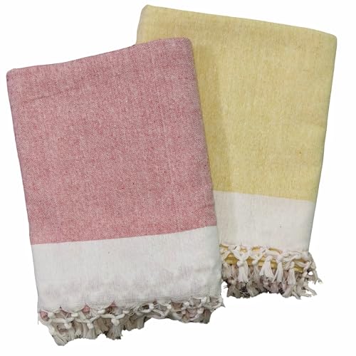 Image of Single Bed Sheet Cotton | for Single Bed, 60 x 90 inch, Pure Cotton, Breathable Fabric, Pack of 2 Pink & Yellow (2, FN-Yellow-Pink)