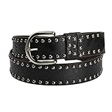 SUOSDEY Women Leather Rivets Belts for Jeans Pants Dresses Studded Leather Belts with Silver Buckle